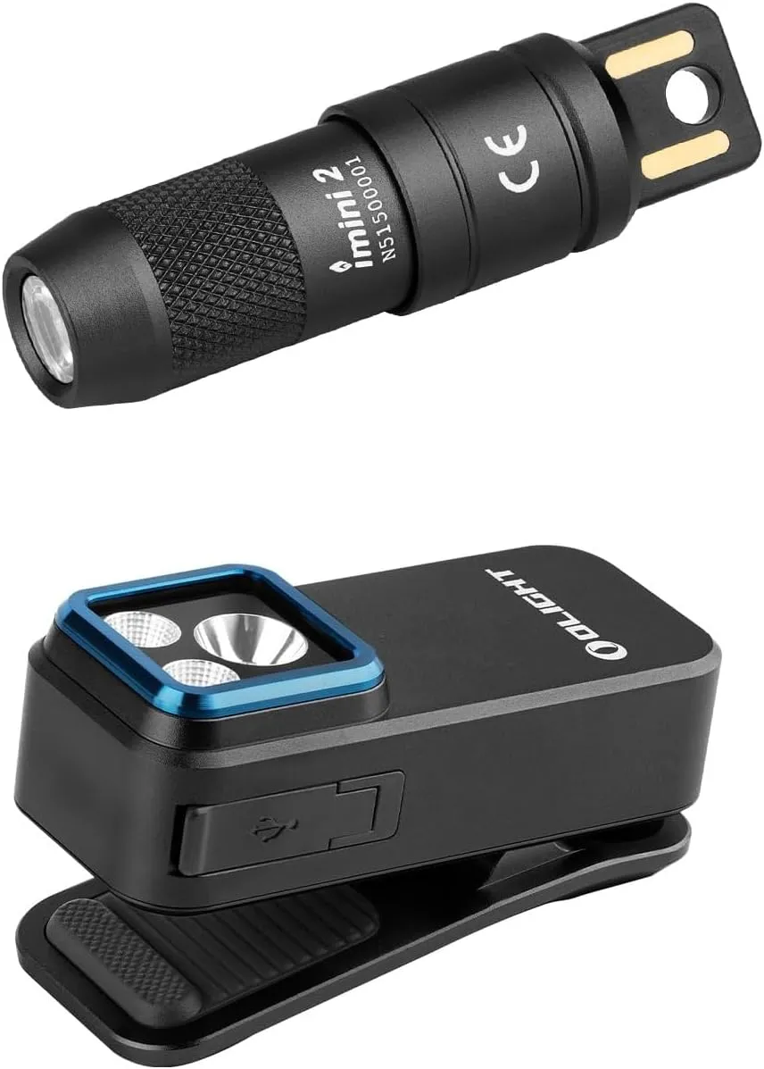 OLIGHT IMINI 2 EDC Rechargeable Keychain Flashlight with Oclip Pro Clip-on Light Black