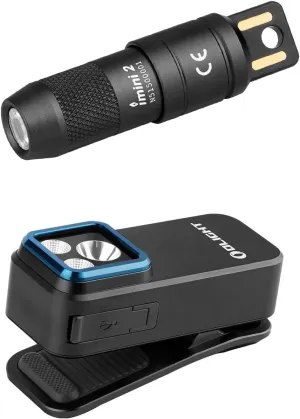 OLIGHT IMINI 2 EDC Rechargeable Keychain Flashlight with Oclip Pro Clip-on Light Black