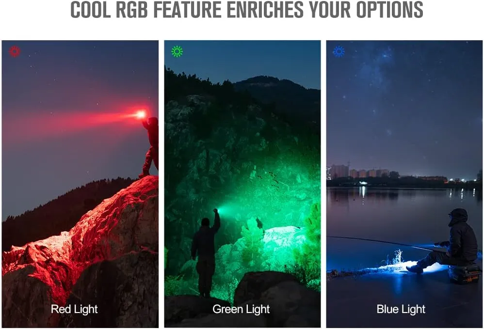OLIGHT Marauder Mini 7,000 Lumens Bright Flashlight with 600 Meters Beam Distance, Powerful RGB Lights, Magnetic Rechargeable for Outdoors Work, Hunting, and Searching(Black)