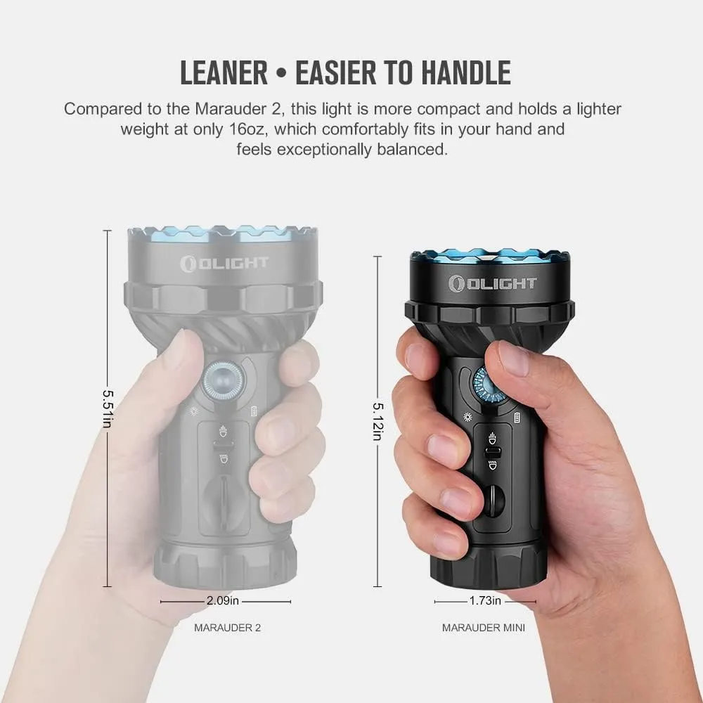 OLIGHT Marauder Mini 7,000 Lumens Bright Flashlight with 600 Meters Beam Distance, Powerful RGB Lights, Magnetic Rechargeable for Outdoors Work, Hunting, and Searching(Black)