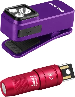 OLIGHT Oclip Pro EDC Flashlight Clip-on Light Bundle with IMINI 2 EDC Rechargeable Keychain Flashlight