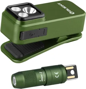 OLIGHT Oclip Pro EDC Flashlight Clip-on Rechargeable 500 Lumens Bundle IMINI 2 Keychain Light, 50 LMS Compact and Portable