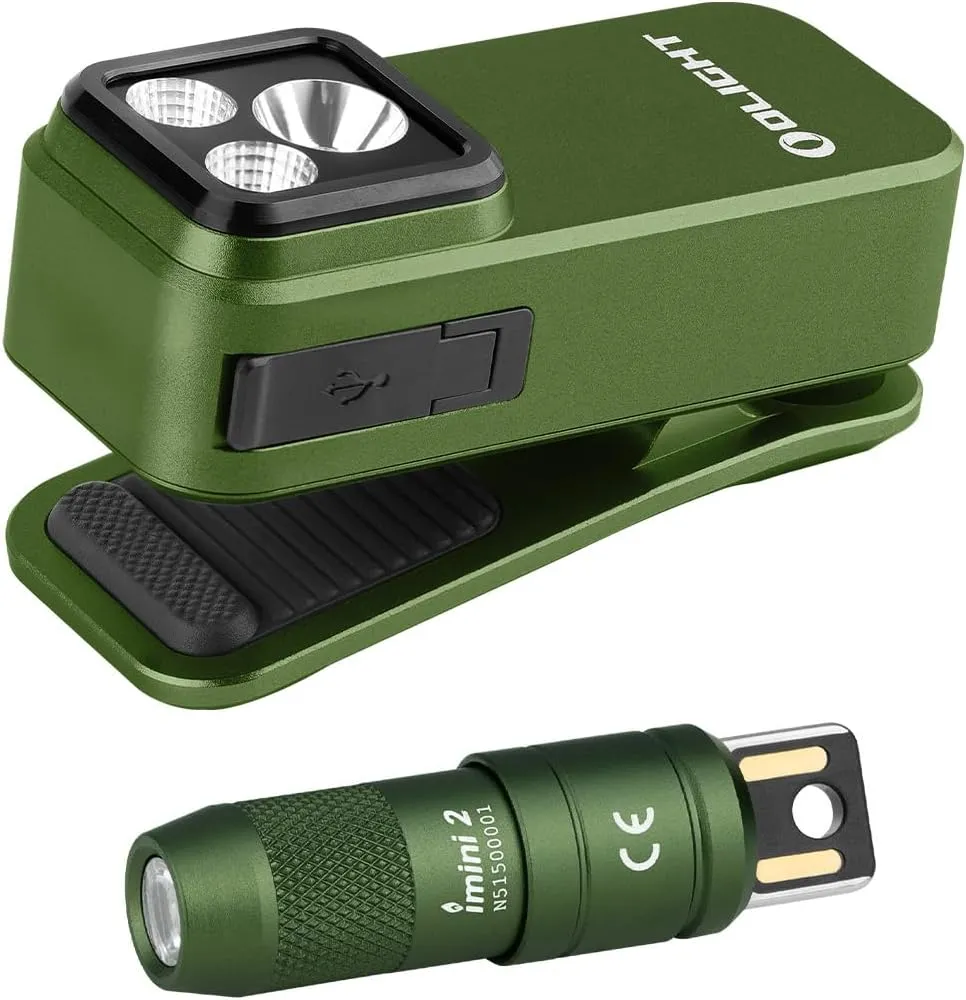 OLIGHT Oclip Pro EDC Flashlight Clip-on Rechargeable 500 Lumens Bundle IMINI 2 Keychain Light, 50 LMS Compact and Portable