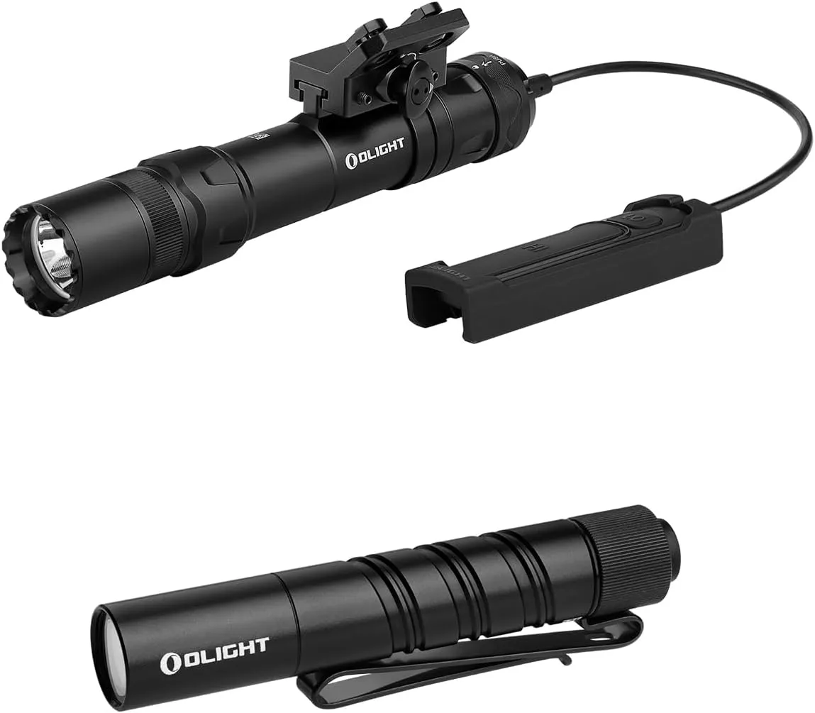 OLIGHT Odin GL M 1500 Lumens MLOK Mount Rechargeable Tactical Weaponlight with Green Beam and White LED Combo Bundle I3T 2 EOS Pocket EDC Flashlight, 200 Lumens Compact Bright Handheld Light