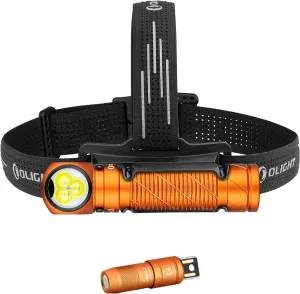 OLIGHT Perun 3 Rechargeable Headlamp Flashlight, 3000 Lumens LED Headlight with Red Light Bundle with IMINI 2 EDC Rechargeable Keychain Flashlight, 50 Lumens Compact and Portable Mini Light