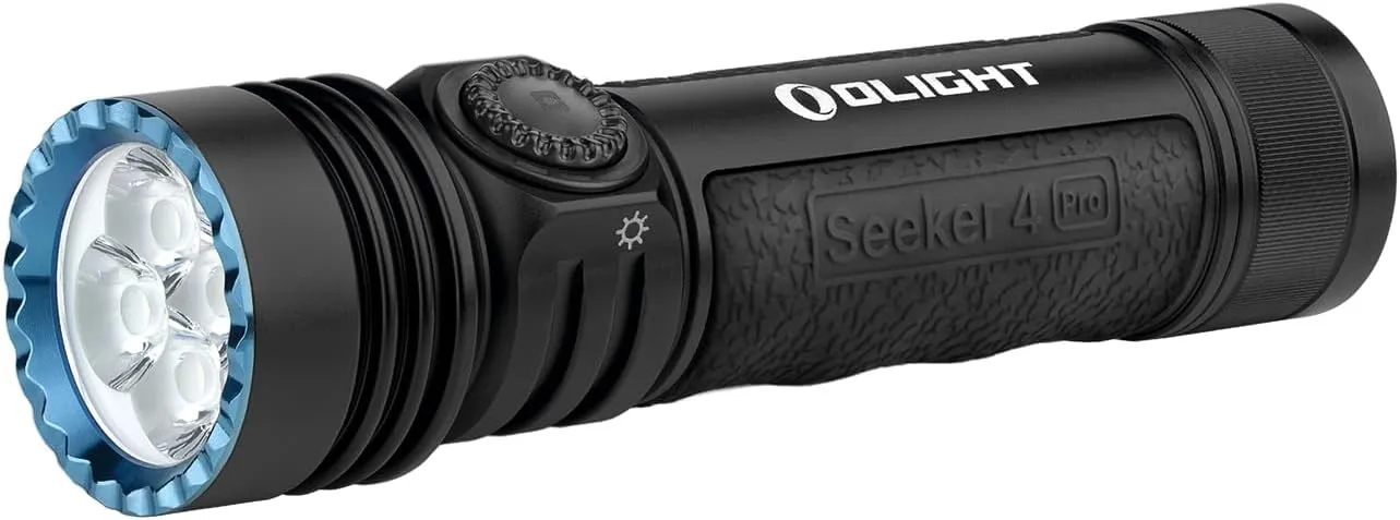 OLIGHT Seeker 4 Pro Rechargeable Flashlights, 4600 Lumens High Powerful Bright Light with USB C Holster, Waterproof IPX8 for Emergencies, Camping, Searching (Matte Black Neutral White)