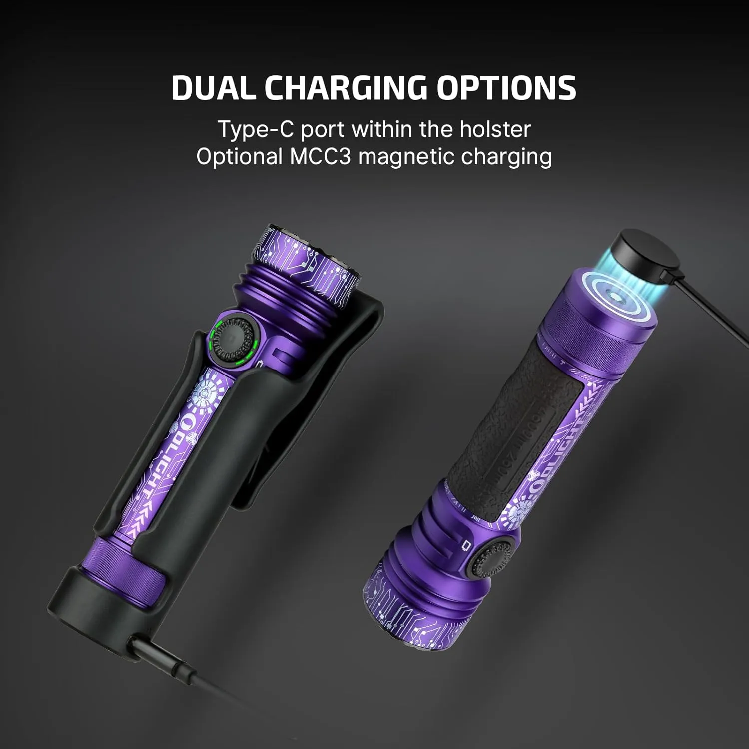OLIGHT Seeker 4 Pro Rechargeable Flashlights, High Powerful Bright Light 4600 Lumens with USB C, Waterproof IPX8 for Emergencies, Camping, Searching (Cyber Violet Cool White)