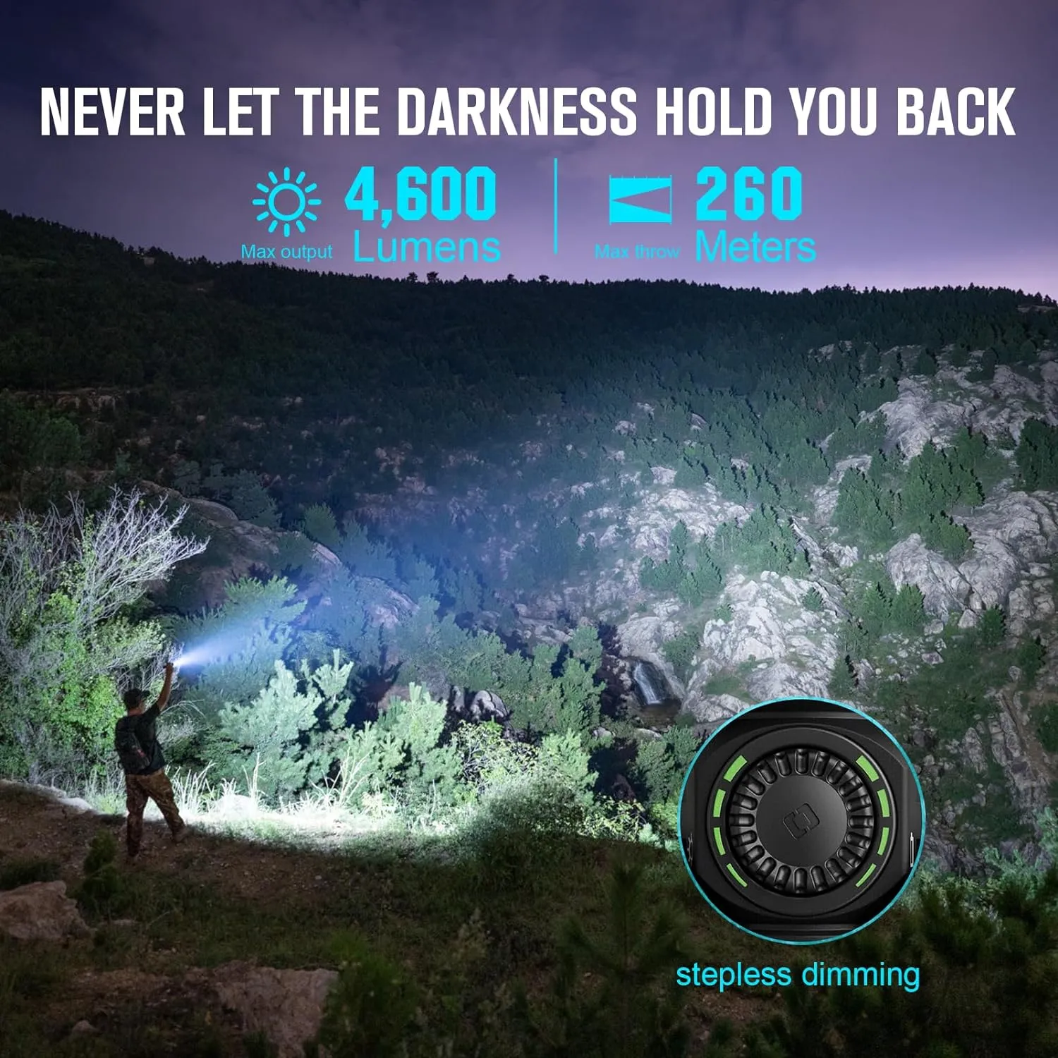 OLIGHT Seeker 4 Pro Rechargeable Flashlights, High Powerful Bright Light 4600 Lumens with USB C, Waterproof IPX8 for Emergencies, Camping, Searching (Cyber Violet Cool White)