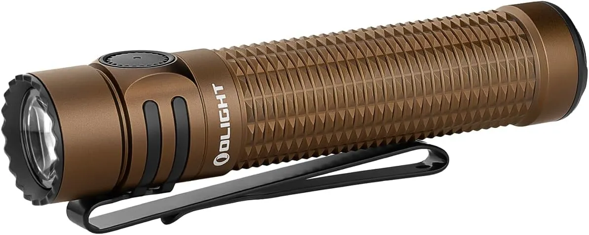 OLIGHT Warrior Mini3 1750 Lumens Rechargeable Tactical Flashlight with Dual Switch and Proximity Sensor, LED Light for EDC, Outdoor, Camping and Emergency (Desert Tan)