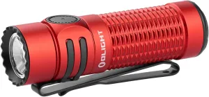 OLIGHT Warrior Nano Tactical Flashlight, 1200 Lumens Rechargeable LED Light with MCC Charger, Dual Switches EDC for Emergency, Outdoors and Camping (Red)
