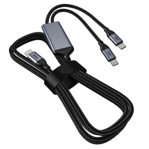 OMNIHIL 3.2FT USB-C Splitter Cable Compatible with TrustFire T11R LED Tactical Flashlight