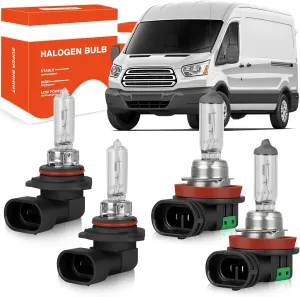 OQSNCV Fit for Ford Transit 150 250 350 (2014-2023) Halogen Headlight Bulbs, 9005 High Beam   H11 Low Beam Headlamp Replacement Bulbs Kit, Pack of 4