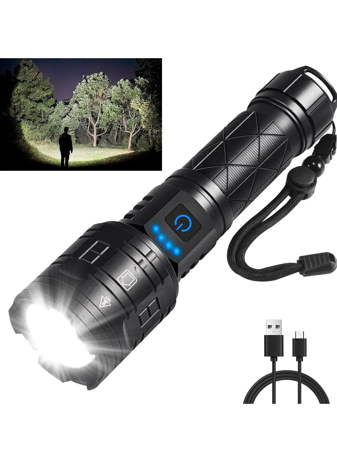 P90 LED Flashlight Rechargeable – كشاف LED P90 قابل لإعادة الشحن