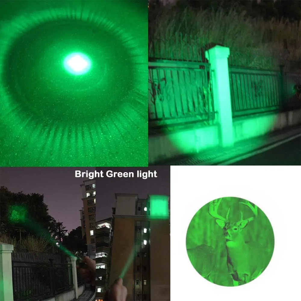 Pack of 3 Single Mode Green LED Flashlight for Hunting Night Observation