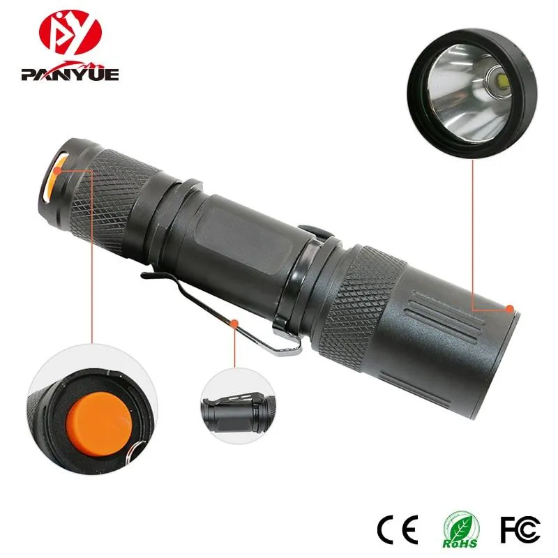 PANYUE 1000LM XM-L2 high Power Flashlight Torch 5 working modes Rechargeable Mini led flashlight use 18650 Battery