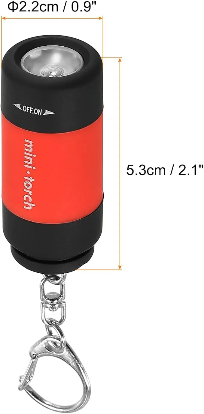 PATIKIL 2.1" Mini Rechargeable LED Keychain Flashlight, EDC Portable Small Torch with USB Charging for Everyday Carry, Red