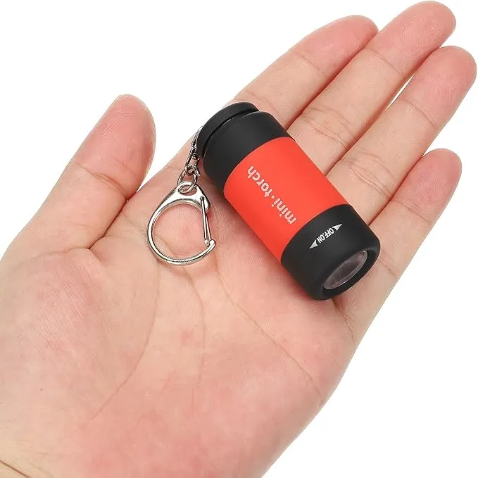 PATIKIL 2.1" Mini Rechargeable LED Keychain Flashlight, EDC Portable Small Torch with USB Charging for Everyday Carry, Red