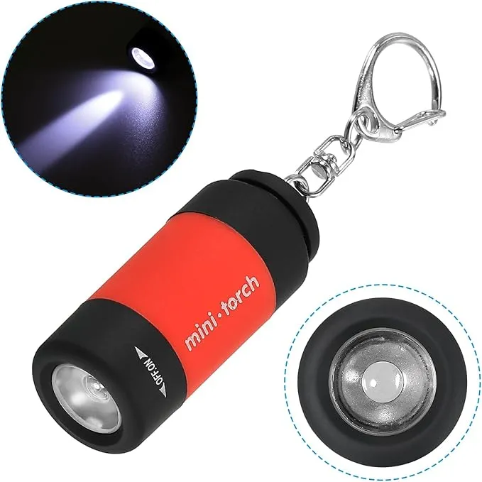 PATIKIL 2.1" Mini Rechargeable LED Keychain Flashlight, EDC Portable Small Torch with USB Charging for Everyday Carry, Red