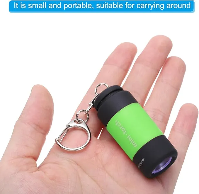 PATIKIL Mini Keychain Flashlight, Pocket LED Flashlight Portable Torch USB Rechargeable for Outdoor Camping Party, Light Green