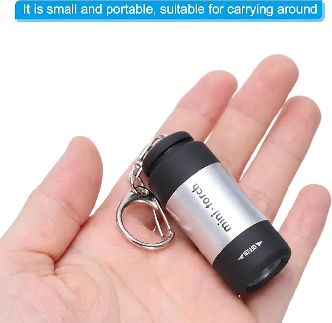 PATIKIL Mini Keychain Flashlight, Pocket LED Flashlight Portable Torch USB Rechargeable for Outdoor Camping Party, Silver Tone