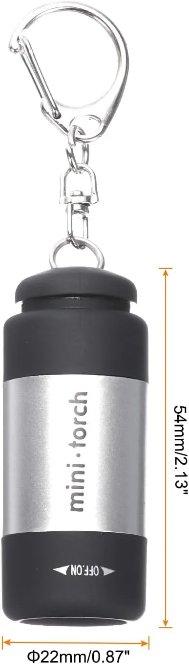 PATIKIL Mini Keychain Flashlight, Pocket LED Flashlight Portable Torch USB Rechargeable for Outdoor Camping Party, Silver Tone