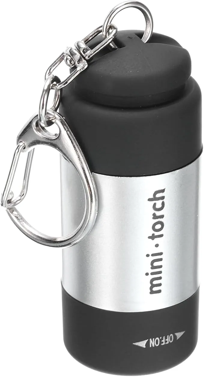 PATIKIL Mini Keychain Flashlight, Pocket LED Flashlight Portable Torch USB Rechargeable for Outdoor Camping Party, Silver Tone