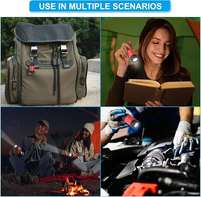 PATIKIL Mini Keychain Flashlight, Pocket LED Flashlight Portable Torch USB Rechargeable for Outdoor Camping Party, Silver Tone