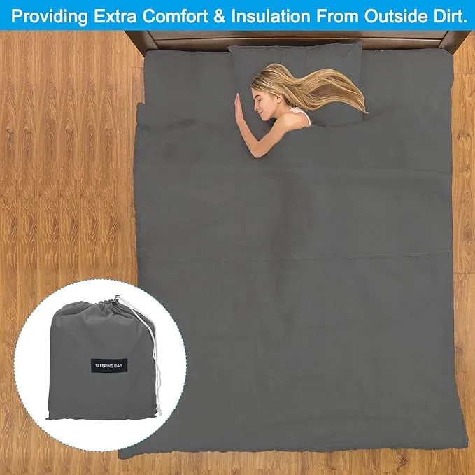 PATIKIL Sleeping Bag Liner Lightweight Soft Travel Camping Sheet Sleep Sack Compact Sleeping Bags Set with Carry Bag for Backpacking Camping Travel Hotel