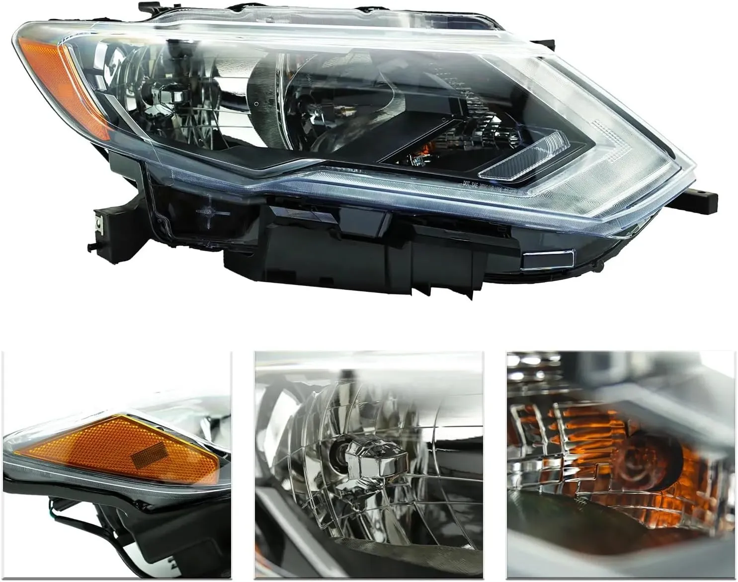 PENSUN Headlights Assembly Fit for 2017 2018 2019 2020 Nissan Rogue Headlamp W/LED DRL Halogen Head Light (Passenger Side)