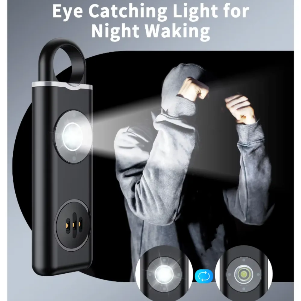 Personal Safety Keychain with Rechargeable Alarm and Flashlight