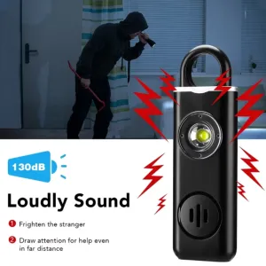 Personal Safety Keychain with Rechargeable Alarm and Flashlight