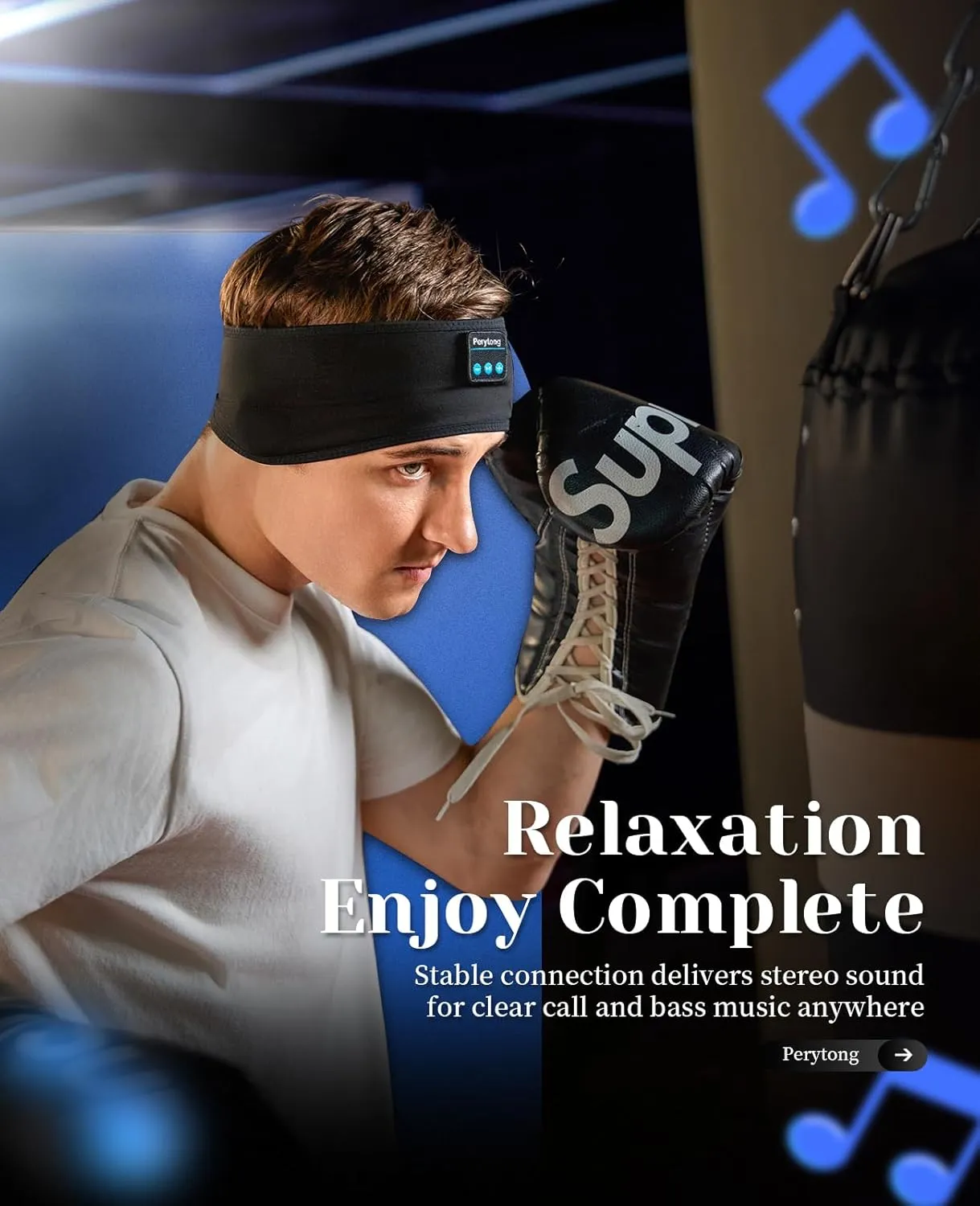 Perytong Sleep Headphones Wireless, Bluetooth Sports Headband Headphones with Ultra-Thin HD Stereo Speakers, Unisex, Perfect for Sleeping,Workout,Jogging,Yoga,Insomnia, Air Travel, Meditation