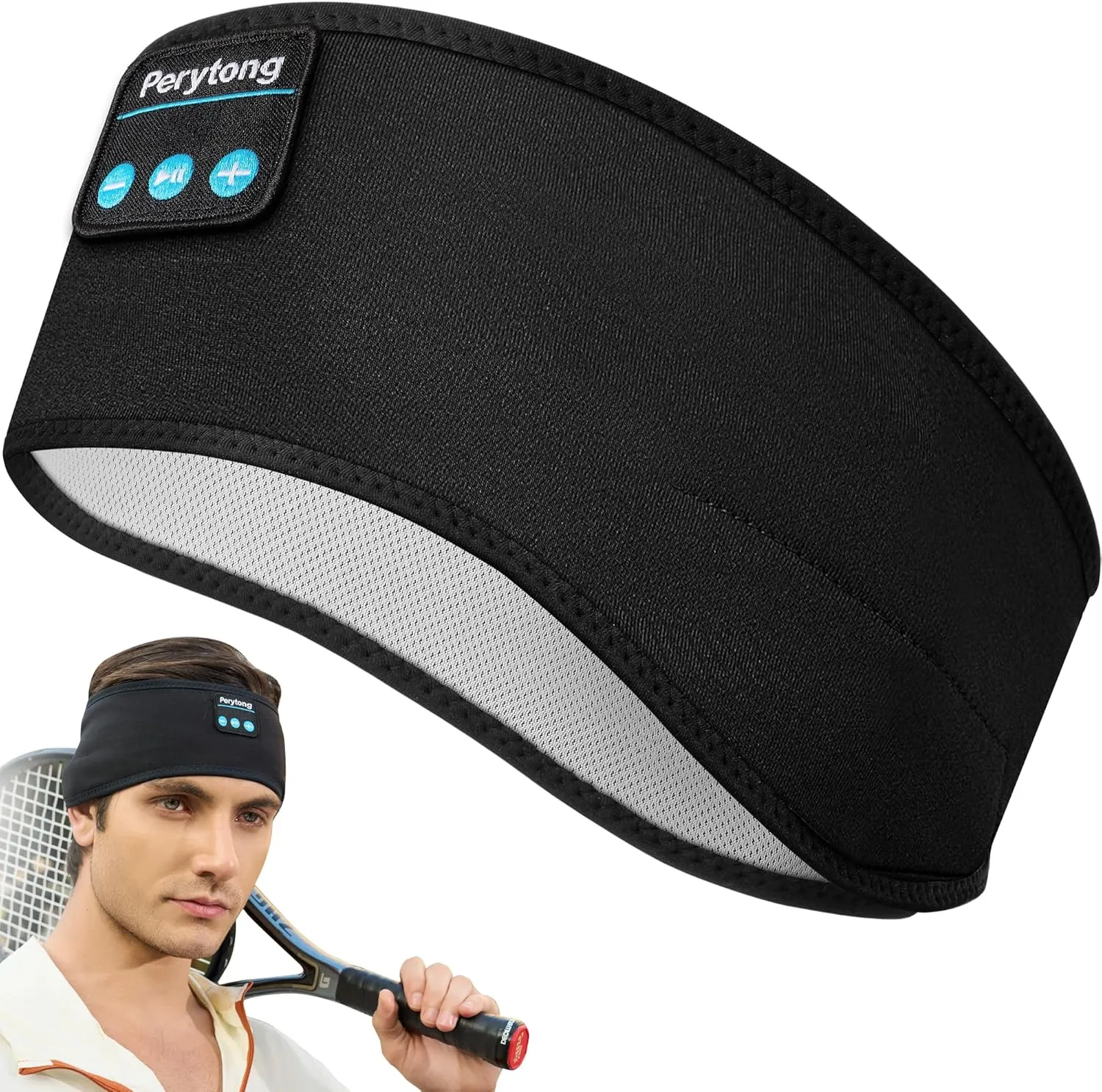 Perytong Sleep Headphones Wireless, Bluetooth Sports Headband Headphones with Ultra-Thin HD Stereo Speakers, Unisex, Perfect for Sleeping,Workout,Jogging,Yoga,Insomnia, Air Travel, Meditation