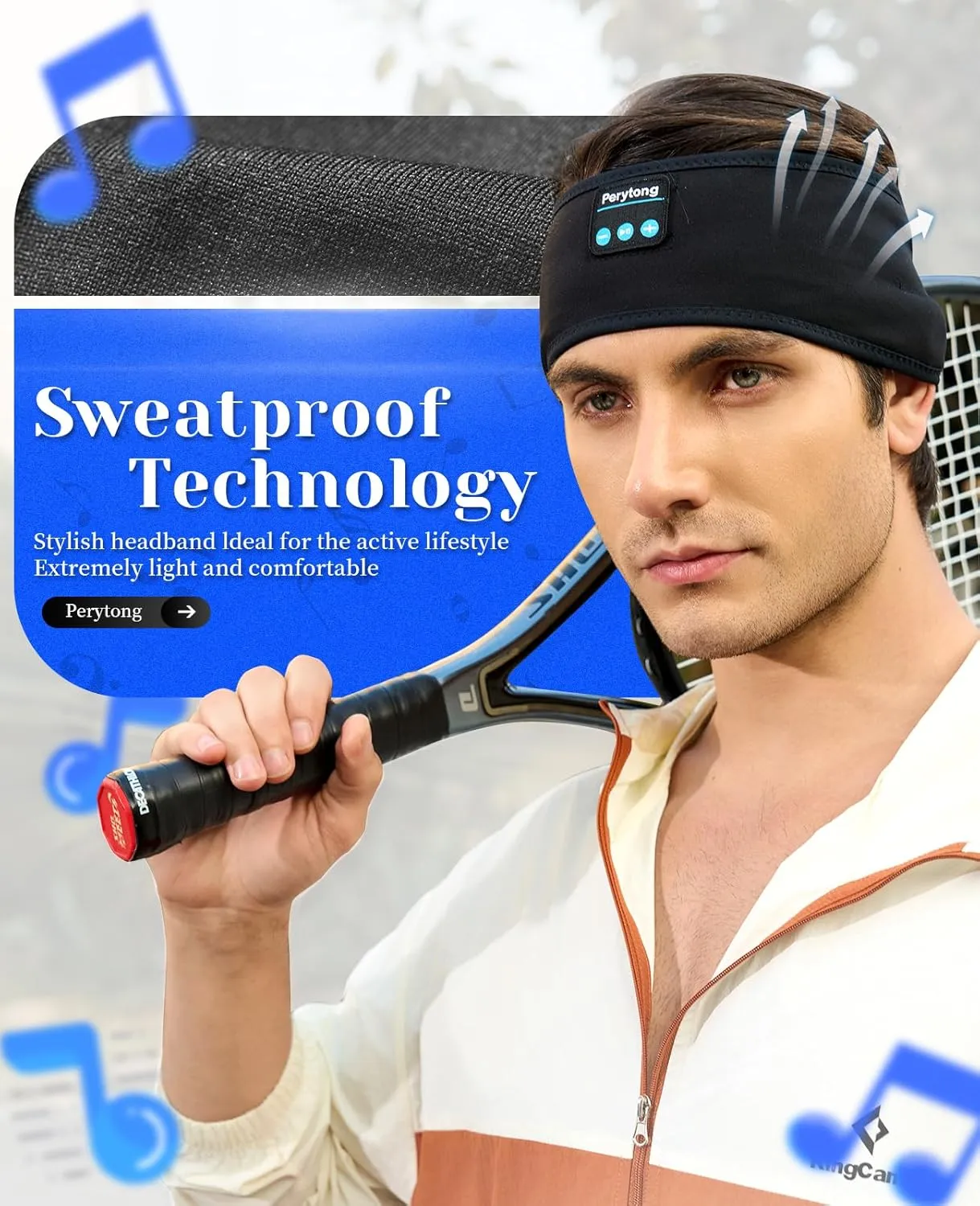 Perytong Sleep Headphones Wireless, Bluetooth Sports Headband Headphones with Ultra-Thin HD Stereo Speakers, Unisex, Perfect for Sleeping,Workout,Jogging,Yoga,Insomnia, Air Travel, Meditation