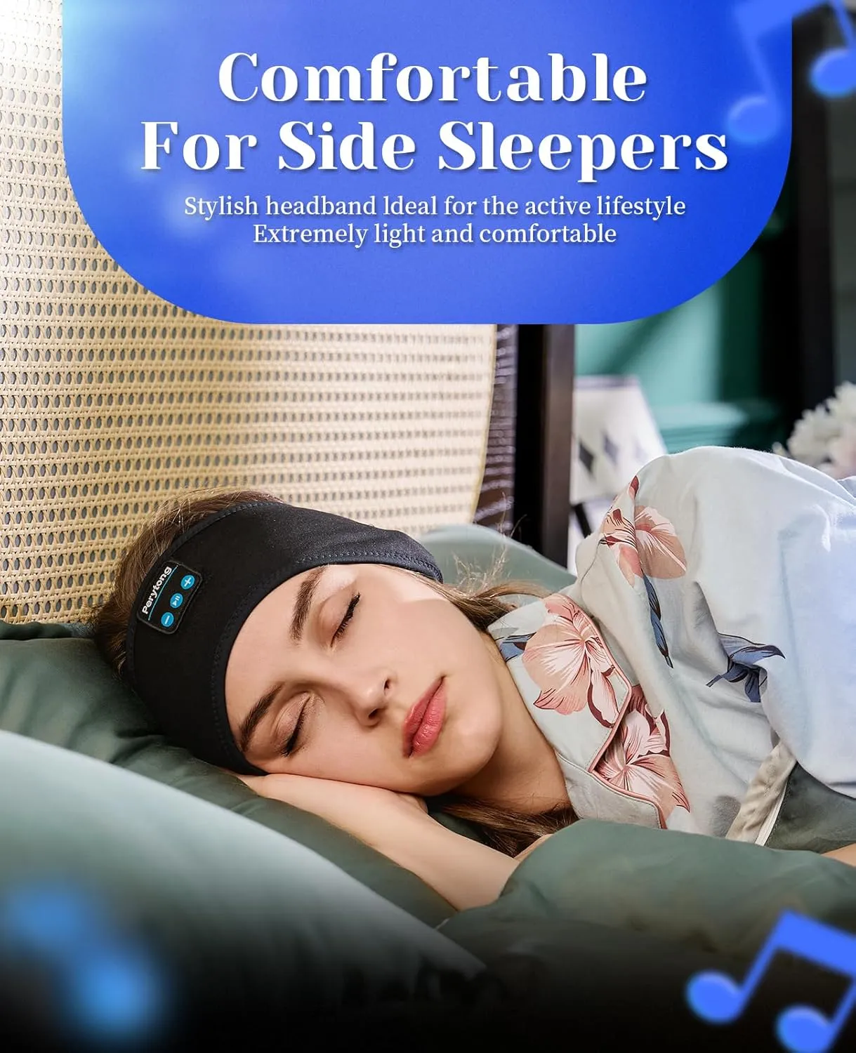 Perytong Sleep Headphones Wireless, Bluetooth Sports Headband Headphones with Ultra-Thin HD Stereo Speakers, Unisex, Perfect for Sleeping,Workout,Jogging,Yoga,Insomnia, Air Travel, Meditation