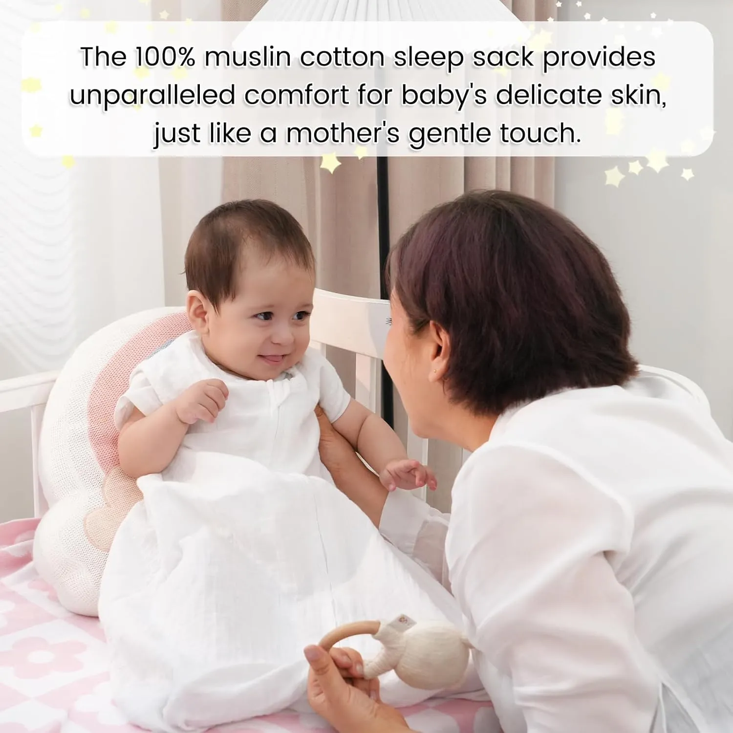 PHF 100% Muslin Cotton Baby Sleep Sacks, 12-18 Months Sleep Sack with 2-Way Zipper, 2 Pack Cooling Unisex 0.5 TOG Breathable Large Size Sleeveless Baby Wearable Blanket, White & Blue