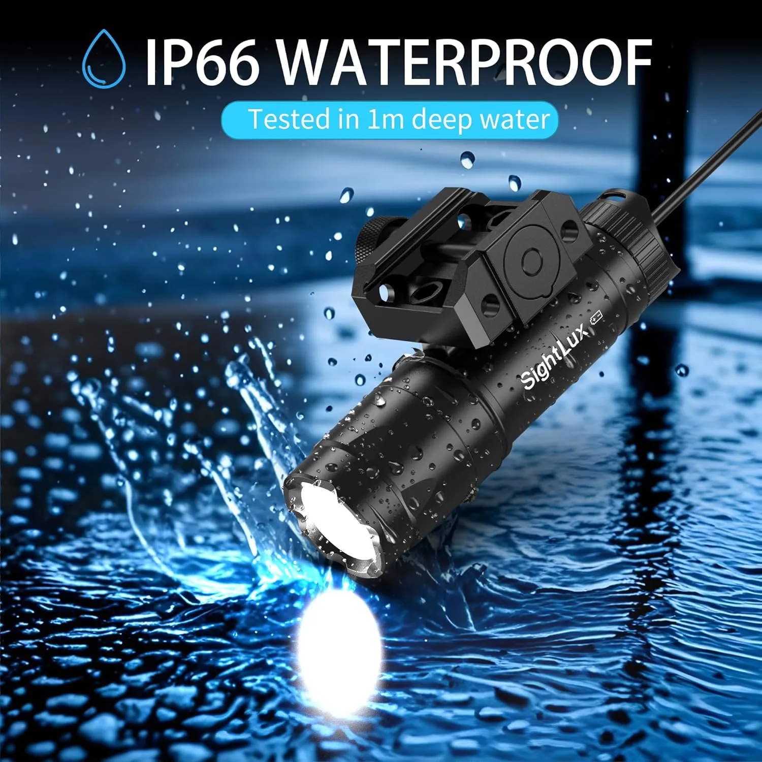 Picatinny Rail Flashlight for Rifle - 1000 Lumens LED Tactical Weapon Light with Remote Pressure Switch, USB C Rechargeable Gun AR Flashlight with Charger for Hunting Shooting, Alumium