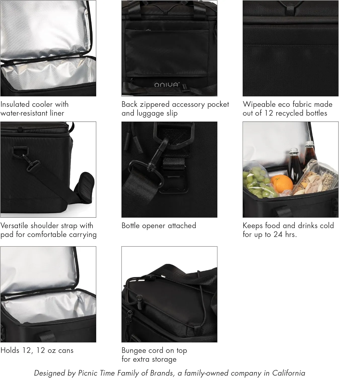 PICNIC TIME NCAA Cal Bears Tarana Superthick Cooler Bag with Shoulder Strap, Insulated Soft Cooler, Beach Cooler, Camping Cooler, Picnic Cooler, (Black)