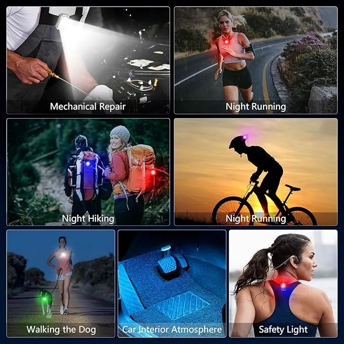 PIFOOG Running lights for Runners LED RGB Rechargeable Clip on Light