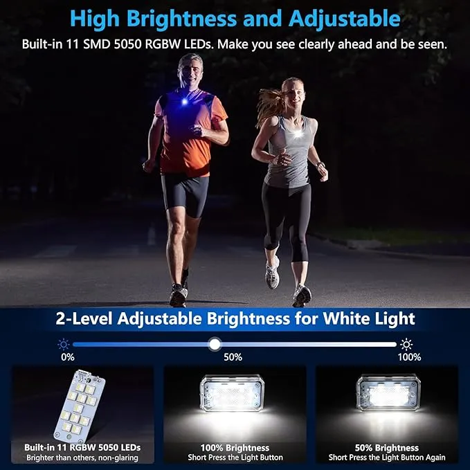 PIFOOG Running lights for Runners LED RGB Rechargeable Clip on Light