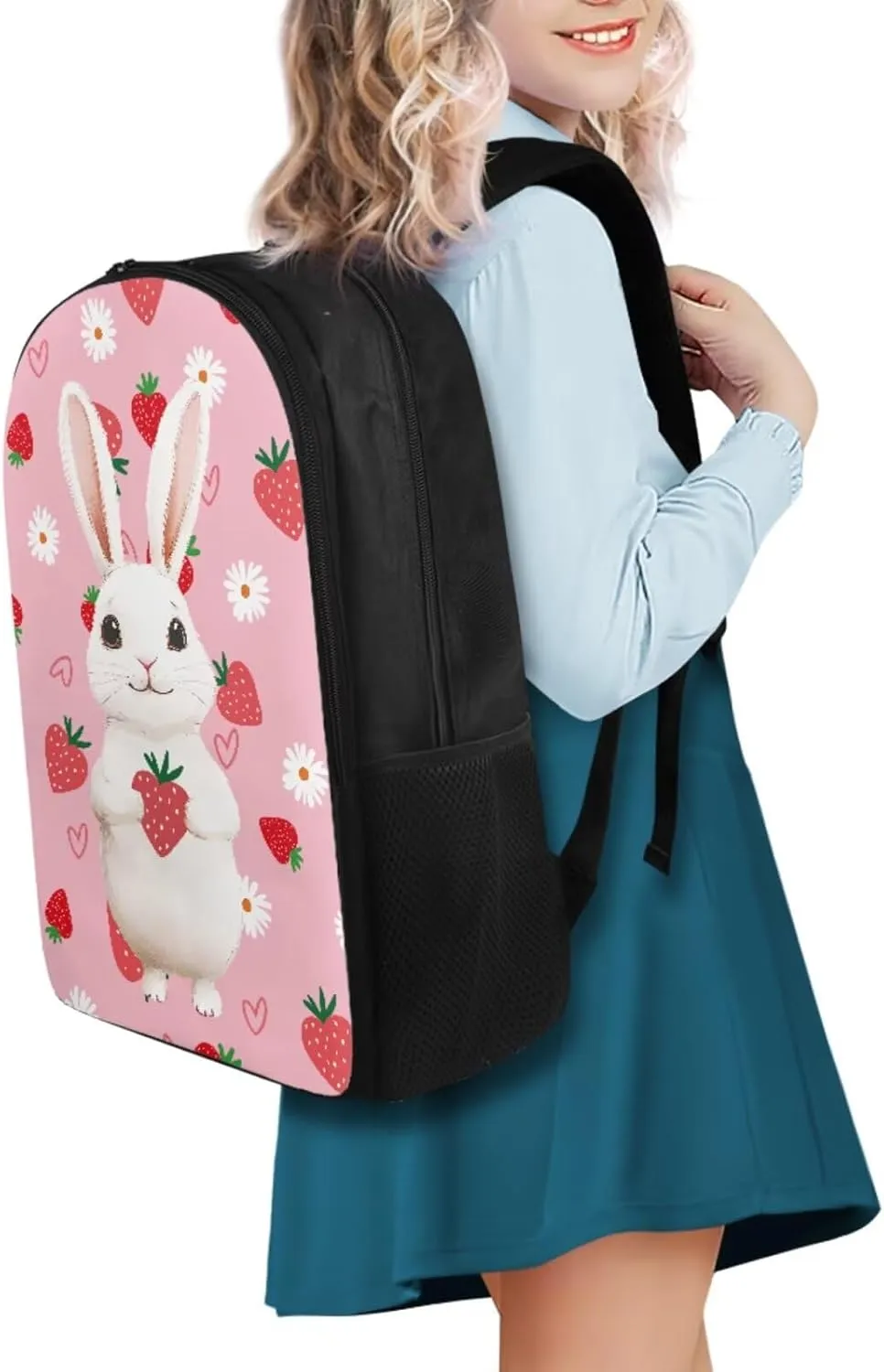 Pink Rabbit 6Th Grade Backpack for Boys 17 Inch Backpack and Lunch Bag Pencil Case Water Bottle Sleeve Set for Girls Ideal for Students Go To School Extracurricular Activities