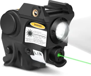 Pinty Class IIIA Laser Sight Combo, Green Laser & LED Flashlight, Tactical Green Dot Sight for Handgun & Pistols, Designed for 20mm Picatinny Rail Mount Systems, Laser Power Less Than 5mW