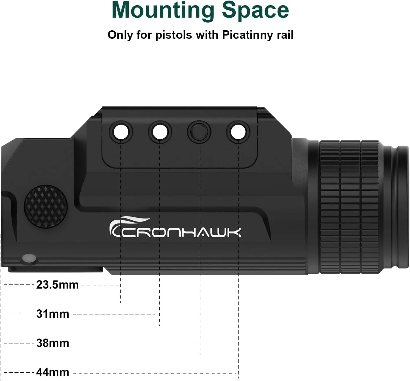 Pistol Flashlight Rechargeable 700 Lumen Rail Mounted Tactical Flashlight Compact Weapon Light for Gun Light fits Picatinny