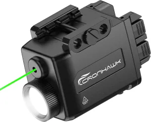 Pistol Light Green Laser Combo Rechargeable, 700 Lumen Green Beam Flashlight for Picatinny 1913 Rail Mounted Light with Strobe, USB-C Charging