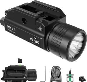 Pistol Light Gun Pistol Flashlight Picatinny Weapon Light Tactical 1200 Lumens Strobe Rail Locating Keys Handgun Light with 2*CR123 Batteries