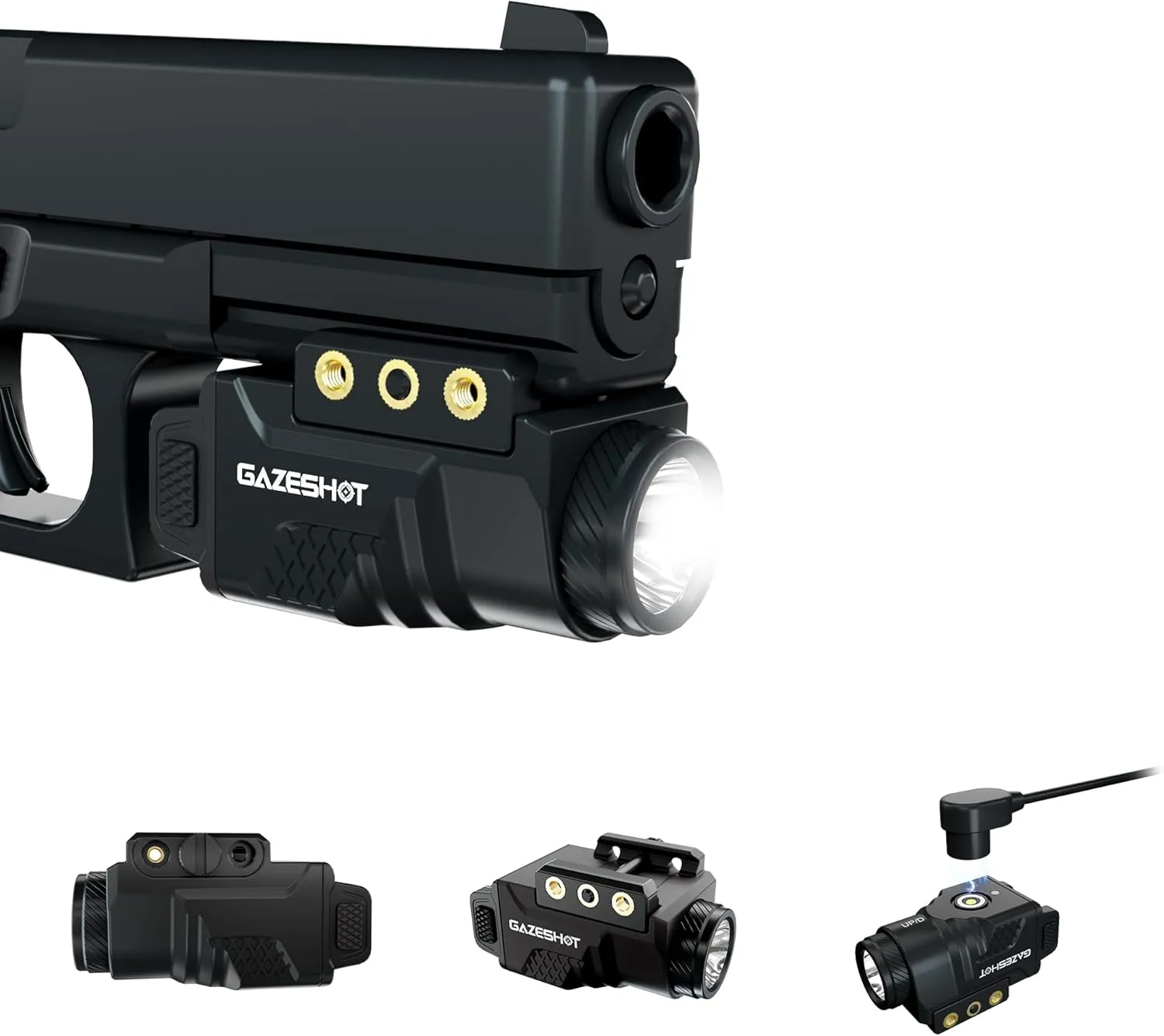 Pistol Light Tactical Flashlights Mini 800 Lumen Weapon Light, Magnetic USB Rechargeable with Strobe Mode for GL Glock and Picatinny Rail