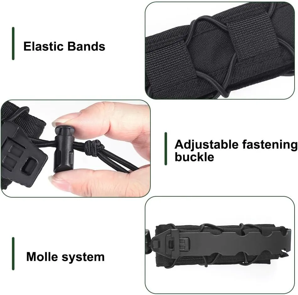 Pistol Magazine Pouch, Adjustable Tactical Magazine Holder Rapid Response Molle Baton Holder for Pistol Baton Flashlight Easy Placement & Removal