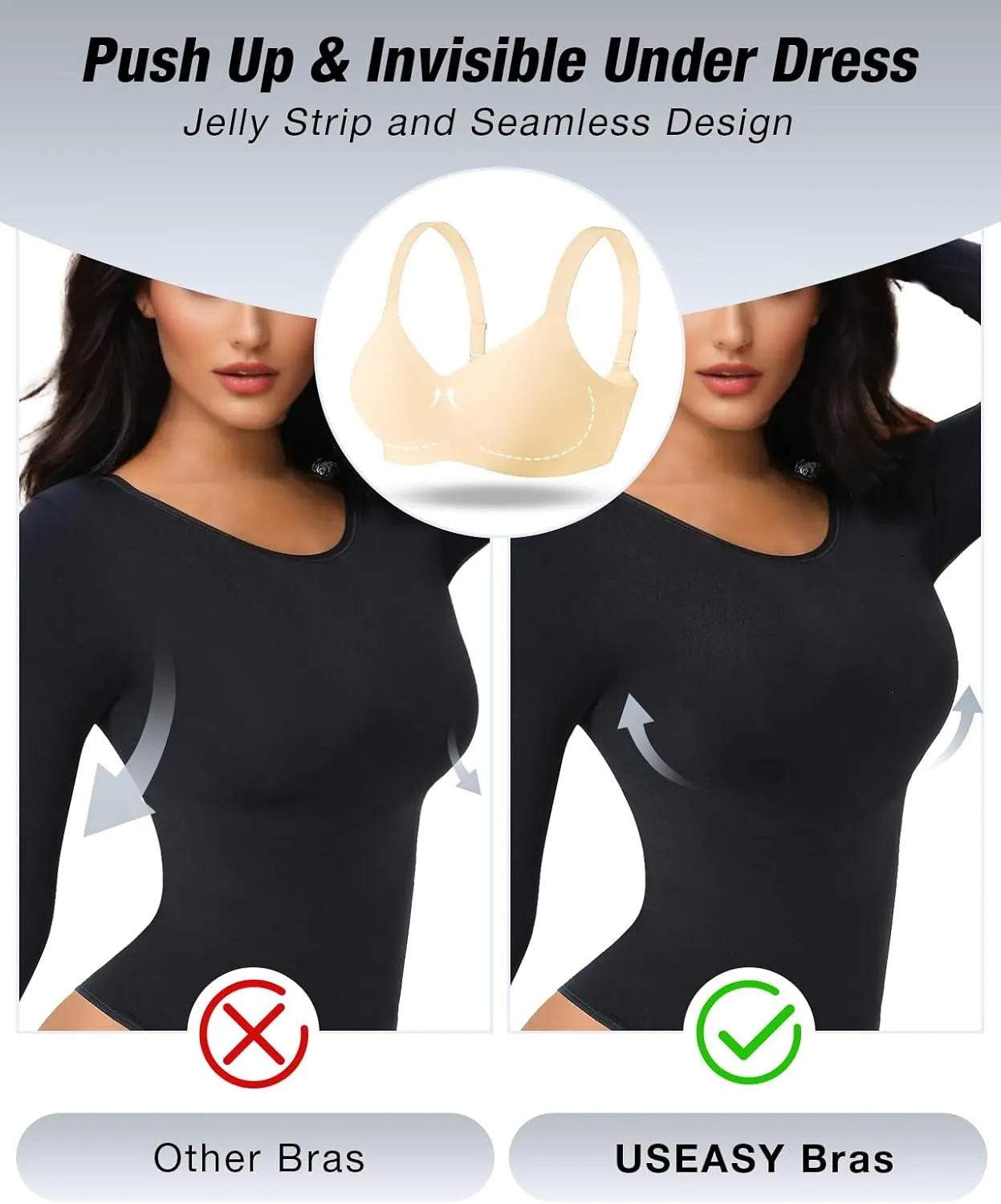 Plus Size Wireless Bras for Women V Neck Seamless Bralettes Comfort Full Coverage Bras Push Up Soft Cup Everyday Sleep Bra