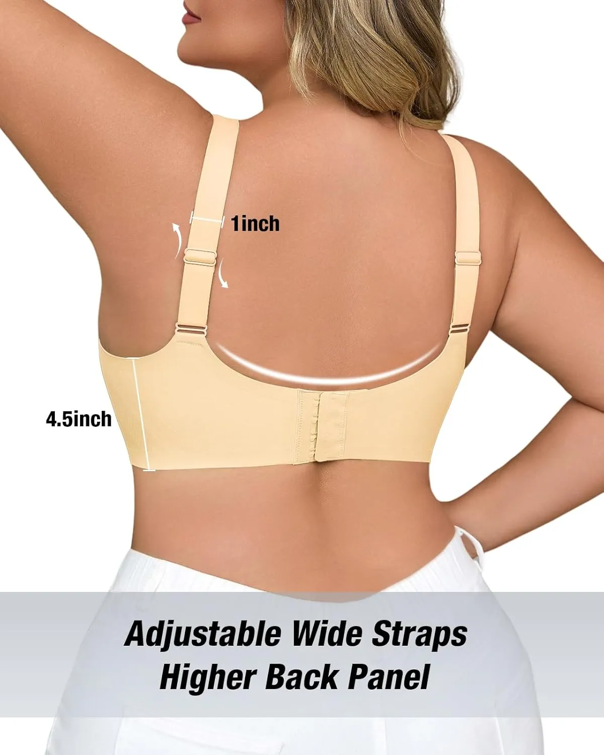 Plus Size Wireless Bras for Women V Neck Seamless Bralettes Comfort Full Coverage Bras Push Up Soft Cup Everyday Sleep Bra