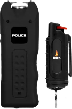 Police Stun Gun Burn Pepper Spray Combo Women Men Self Defense - 628 Black